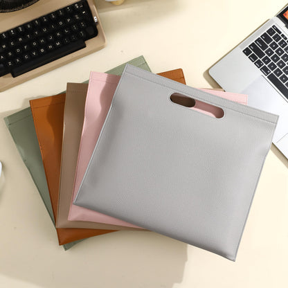 Premium PU Leather Waterproof File Folder & File Jackets & File Pockets Easy to Clean Document Organizer, Multi-Color Options, 13.34x12.56in, Ideal for Students & Professionals(Brown)