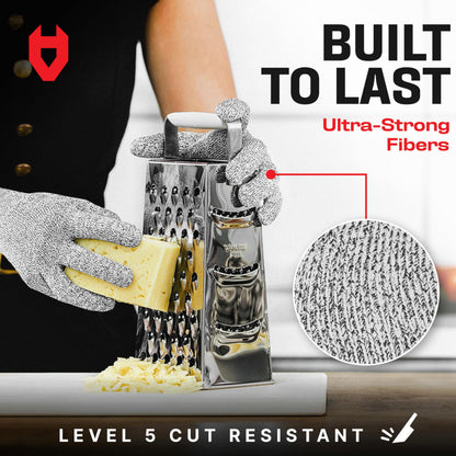 NoCry Premium Cut Resistant Gloves Food Grade — Level 5 Protection; Ambidextrous; Machine Washable; Superior Comfort and Dexterity; Lightweight; Complimentary eBook