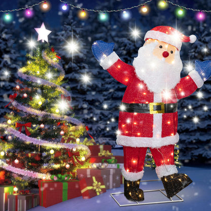 Shintenchi 3ft Lighted Christmas Santa Claus, Outdoor Pop-up Holiday Decoration with 80 LED Lights, 3D Pre-Lit Light-Up Decor for Yard, Garden, Lawn & Patio