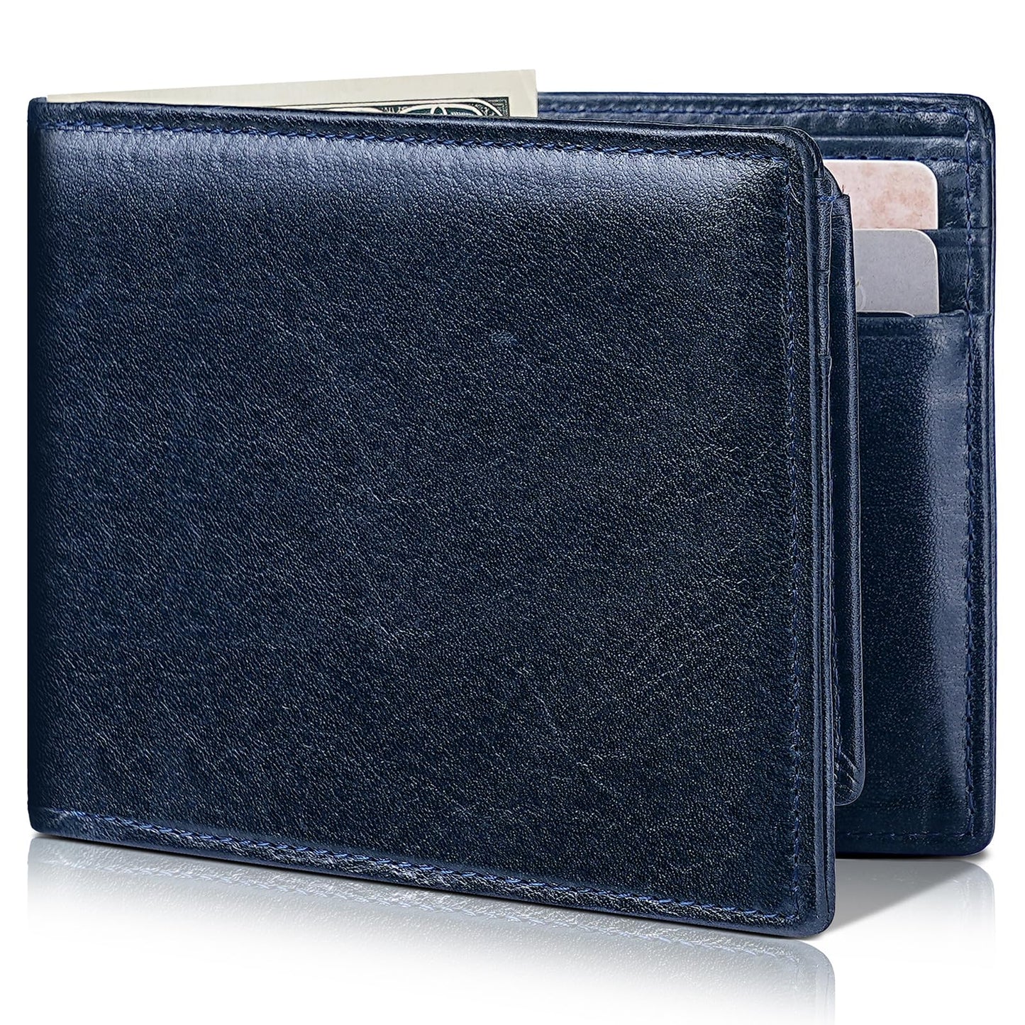 Artpaxy Mens Wallet Bifold Genuine Leather RFID Blocking Wallet for Men with 2 ID Windows 12 Card Holders 2 cash pockets 1 Gift Box