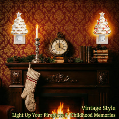 JOVYNX Valentines Day Gifts Ceramic Valentines Tree Night Light Plug in - 2 Pack 6.3" Christmas Nightlight with 360°Rotatable Plug,Nostalgic Christmas Night Lights for Bathroom Bedroom Living Room