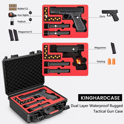 Kinghardcase Hard Gun Case Handguns for Glock Case Waterproof Pistol Case With Foam TSA Approved handgun case for GLOCK G17/G19/G43/G20/G21/G22/G23/G31/G32/G37/G38/G45 Pistol Accessories