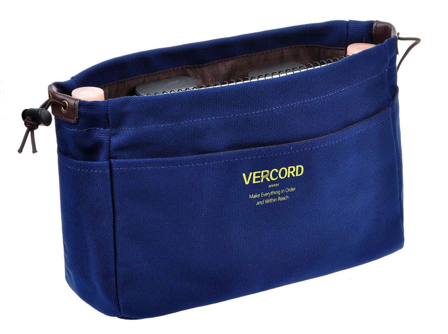 Vercord Canvas Handbag Organizers, Sturdy Purse Insert Organizer Bag in Bag, 10 Pockets Navy Blue Small