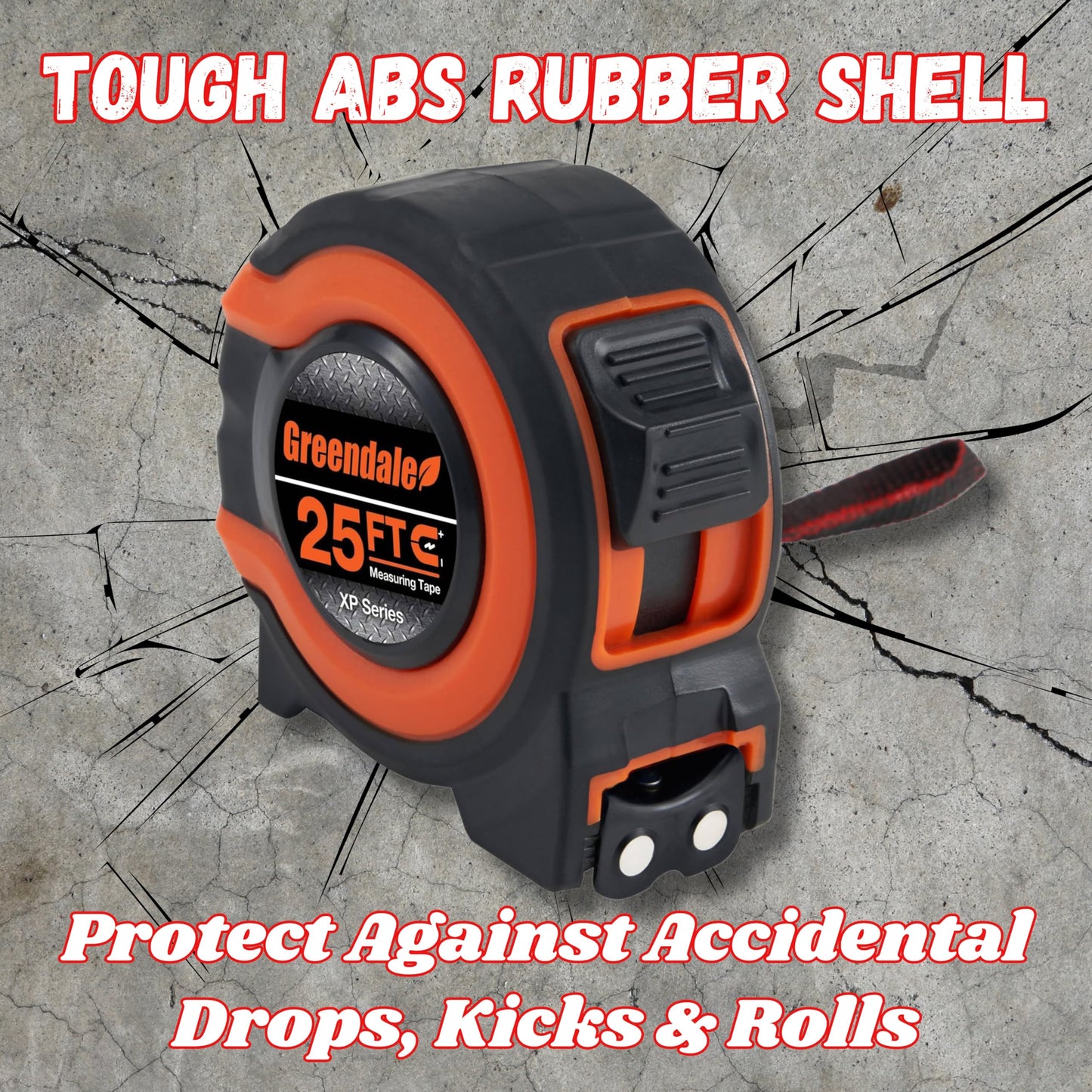 Greendale – 3 Pack Tape Measures 25 ft – Easy-Read Fractions, Magnetic Tip, Quick-Lock & Auto-Retract – Heavy-Duty Measuring Tape with Belt Clip – Red/Orange