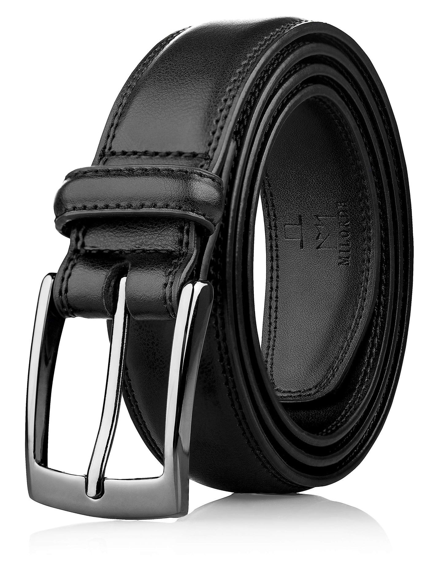 MILORDE Men's Belt, Fashion & Classic Designs for Work Business and Casual (Size 40 (Waist 38), Whole Black)