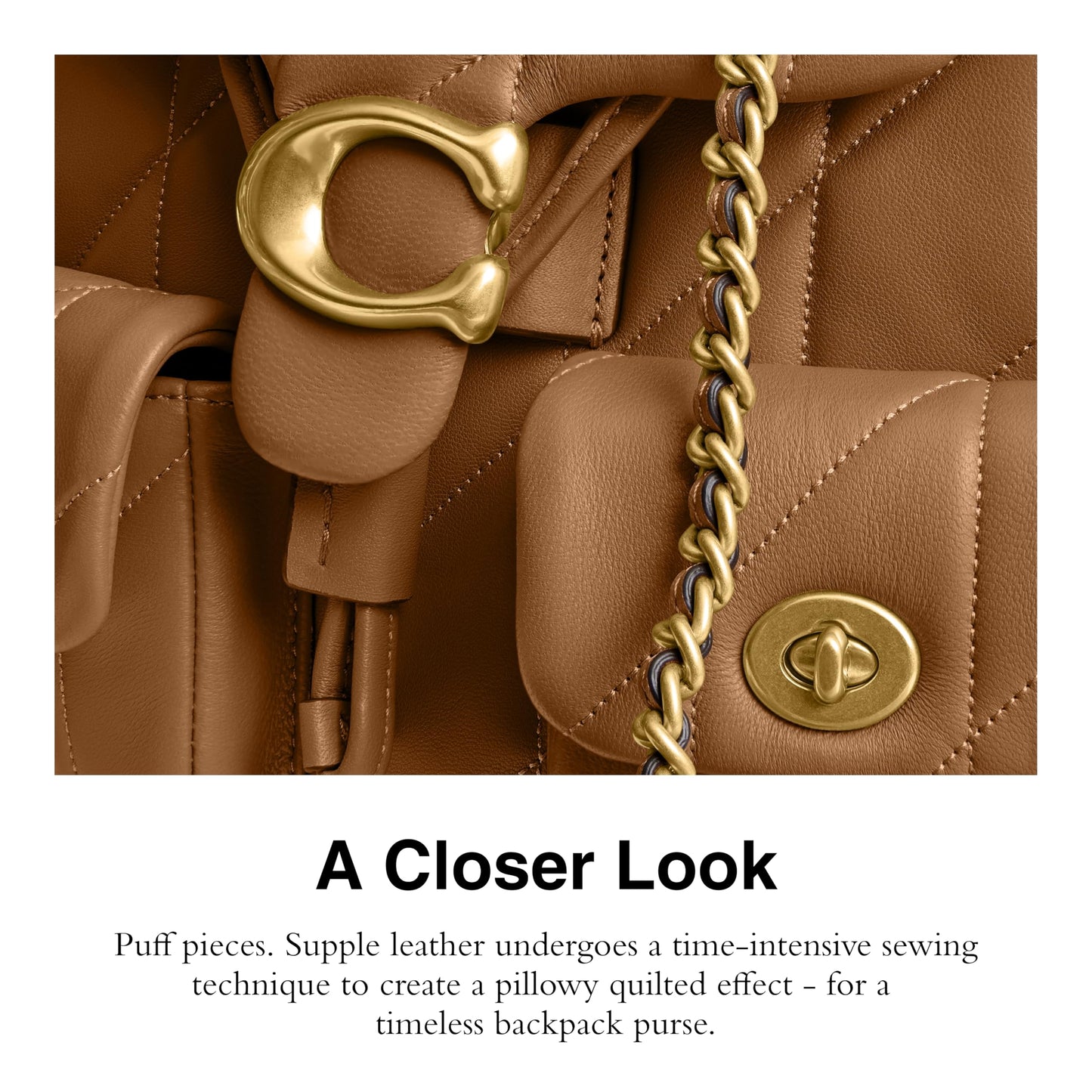 COACH Tabby Backpack with Quilting Honey Brown One Size