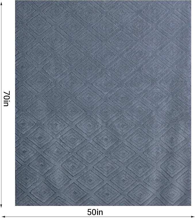 Geometric 50x70 Inch Flannel Jacquard Throw Blanket- Soft & Cozy Luxurious Blankets for Couch, Bed, Sofa, Travel，Home and Dorm Decor，Housewarming Gift for Women & Men,Dark Grey