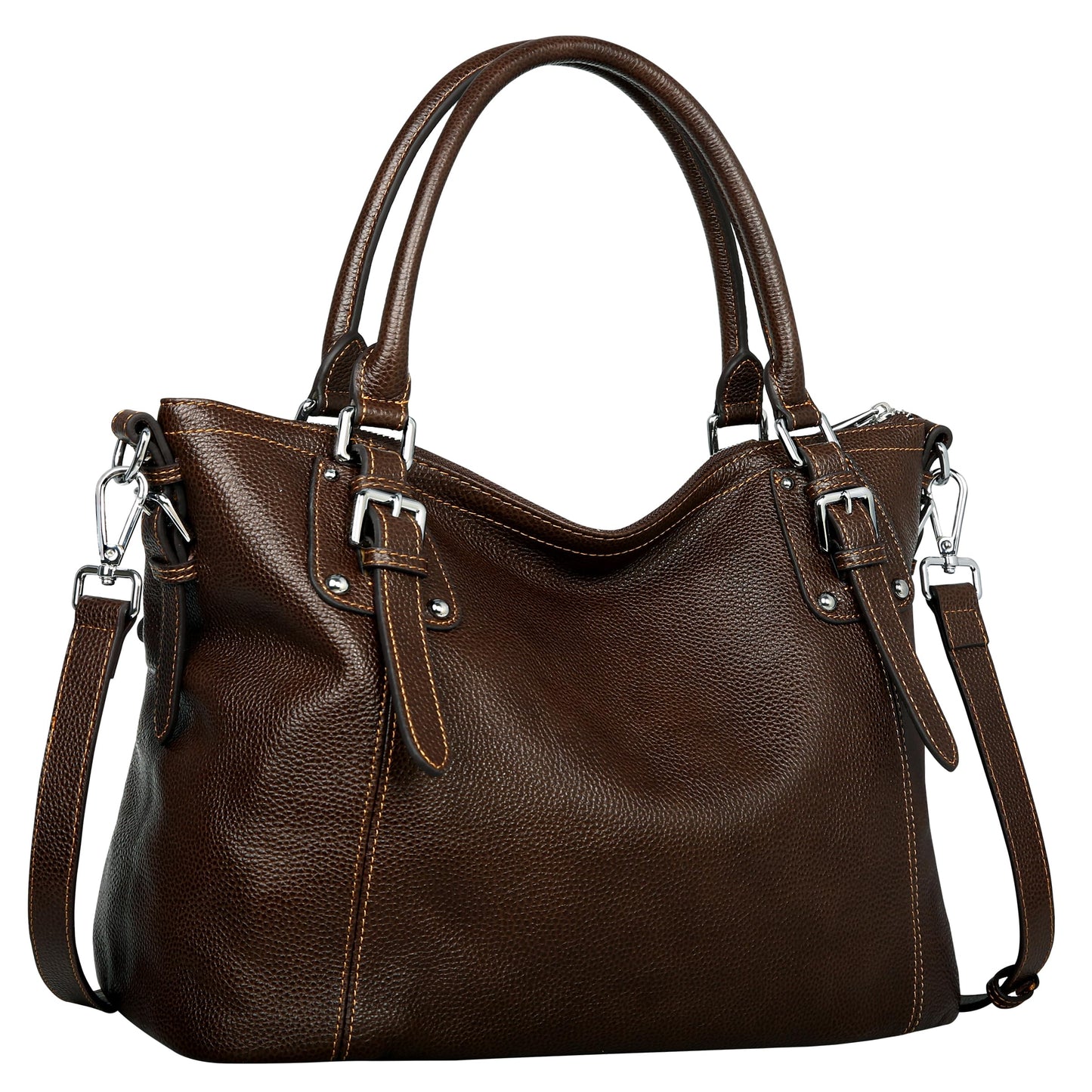 HESHE Genuine Leather Purses and Handbags for Women Tote Shoulder Bag Satchel Designer Purse Top Handle Bags Hobo Crossbody Purse (Large,Coffee)