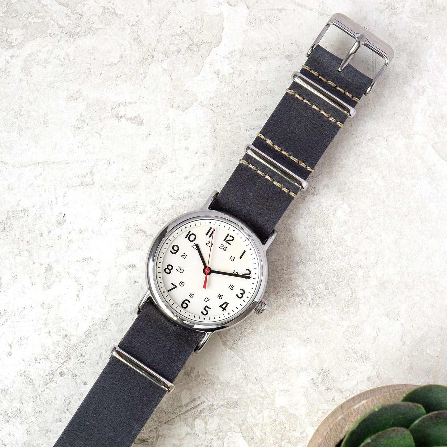 Benchmark Basics Leather Watch Band - Crazy Horse Oiled Leather One-Piece Watch Straps for Men & Women - Choice of Color & Width - 18mm, 20mm, 22mm or 24mm (18mm, Dark Grey)