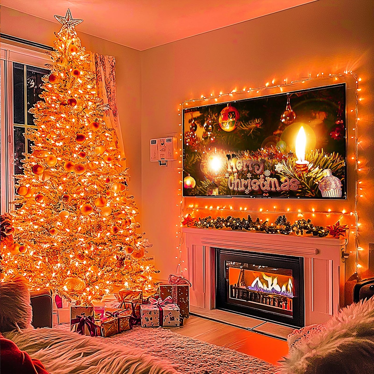 JMEXSUSS Connectable 33ft Orange Christmas Lights Indoor, 100 LED Orange String Lights Clear Wire, 8 Modes Outdoor Christmas Twinkle Light Plug in for Tree Party Decoration