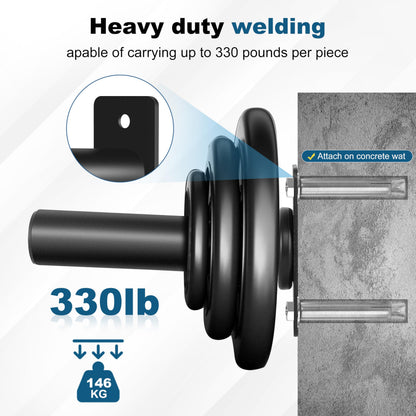 EVERYMATE Weight Plate Rack, Wall Mount Weight Plate Holder for Bumper Plates, Max Weight Capacity 330 lb, Home Gym Organizer