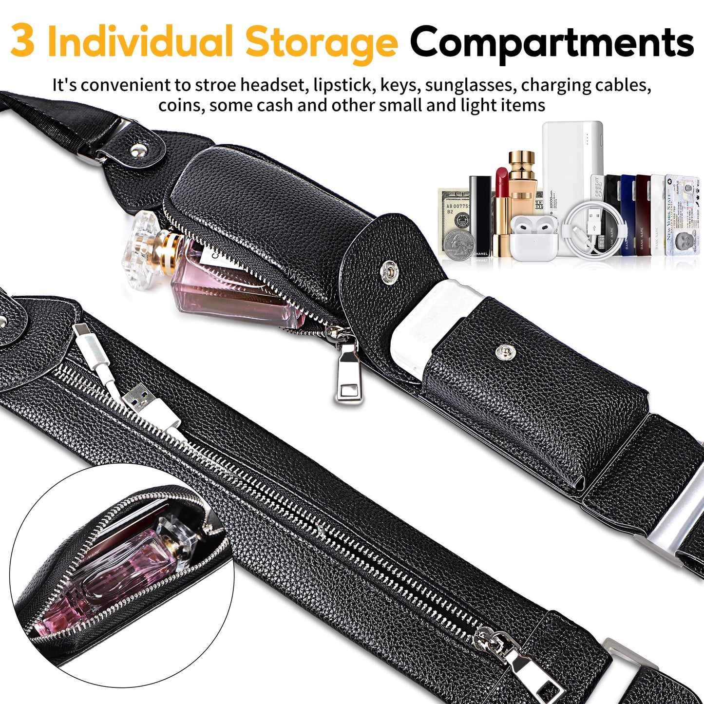 SHANSHUI Shoulder Strap Replacement, Adjustable Leather Crossbody Strap with Storage Space for Handbag, Purse