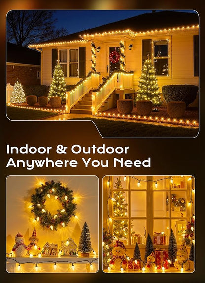 C9 Christmas Lights Outdoor, 72 FT 110 LED C9 String Lights, 8 Modes & Timer Connectable Waterproof for Christmas Tree light Indoor Outdoor Roofline Patio Outside Yard Xmas Decor, Warm White 2 Pack