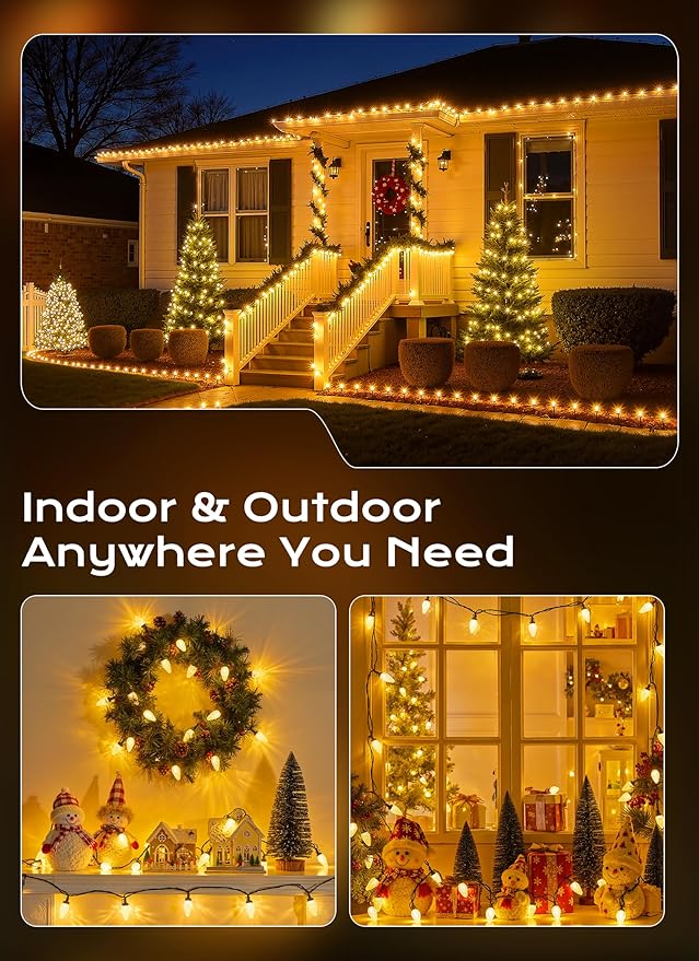 Minetom C9 LED Christmas Lights Outdoor (Warm White, 50 LED)