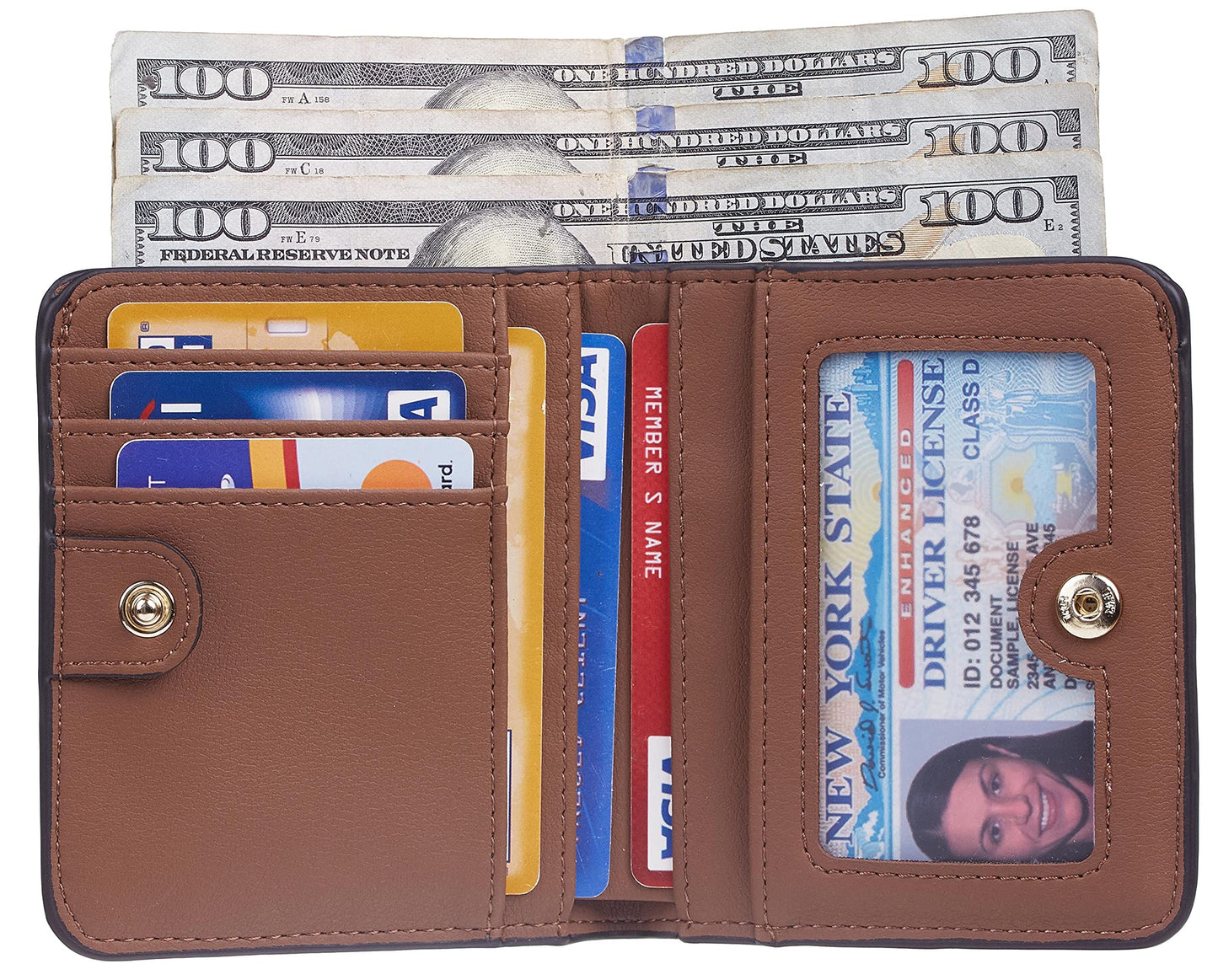 Toughergun Women’s Small Slim Leather Wallet with RFID Protection, Compact Bifold Mini Purse with Clear ID Window