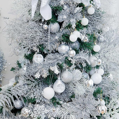 SY CRAFT 86 Pieces of Assorted Shatterproof Christmas Ball Snowflake Ornaments Seasonal Decorative Hanging Ornament Set with Hand-held Gift Package for Xmas Tree Decorations (86PCS, Silver)
