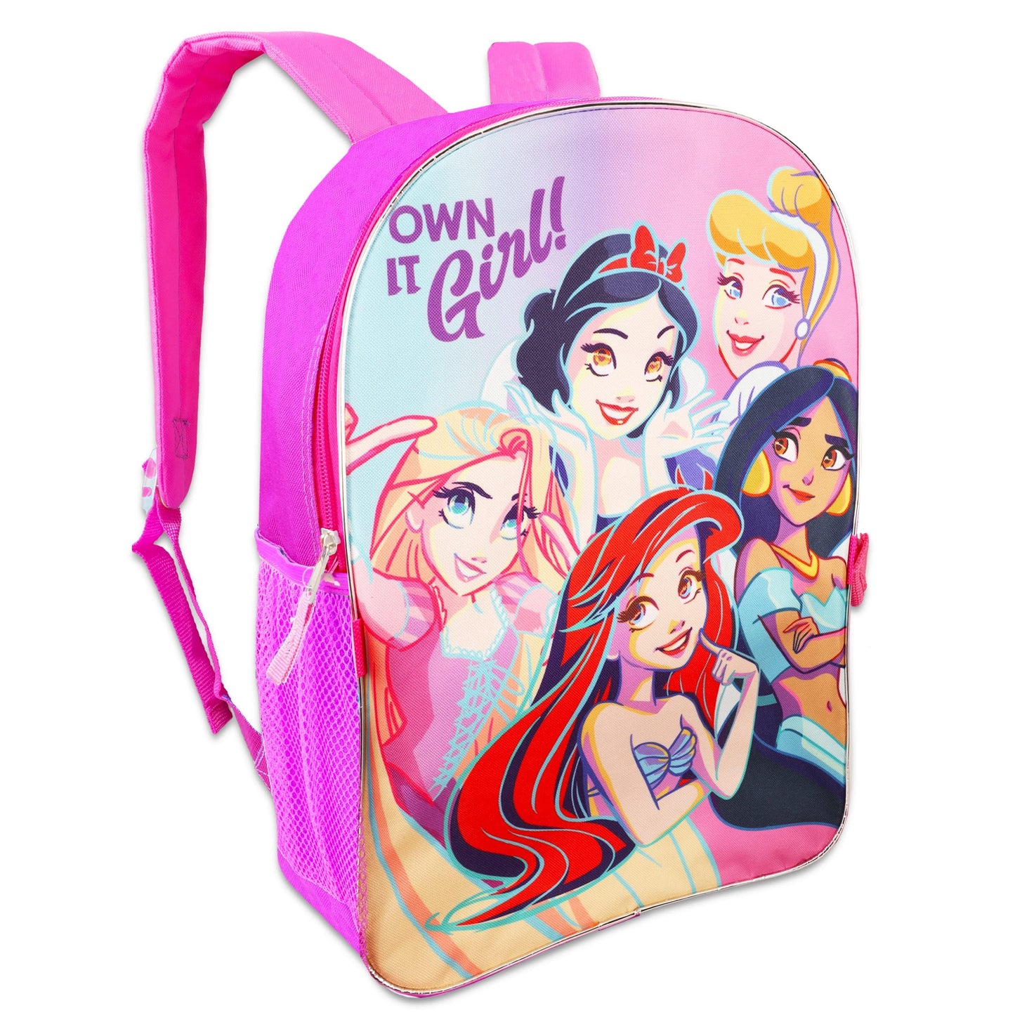 Disney Princess Backpack 6 Pc Activity Bundle with 16" Backpack, Lunch Bag, Water Bottle, and More | Disney Princess School Supplies