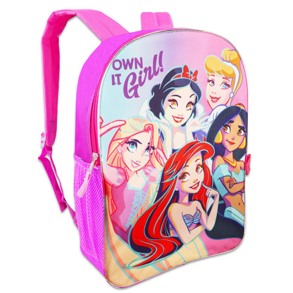 Disney Princess Backpack 6 Pc Activity Bundle with 16" Backpack, Lunch Bag, Water Bottle, and More | Disney Princess School Supplies