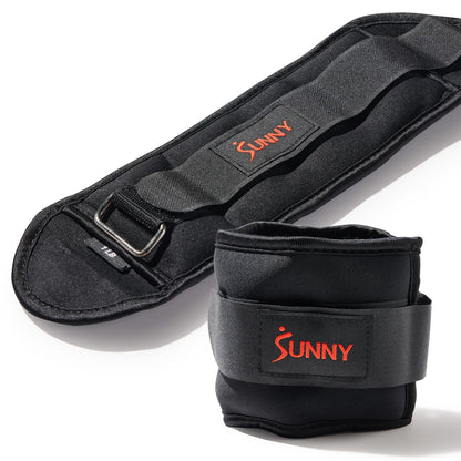 Sunny Health & Fitness Ankle Weights for Women, Men & Kids – Adjustable 1–5 lb Pair | Wrist, Arm & Leg Weights for Walking, Pilates, Yoga & Cardio