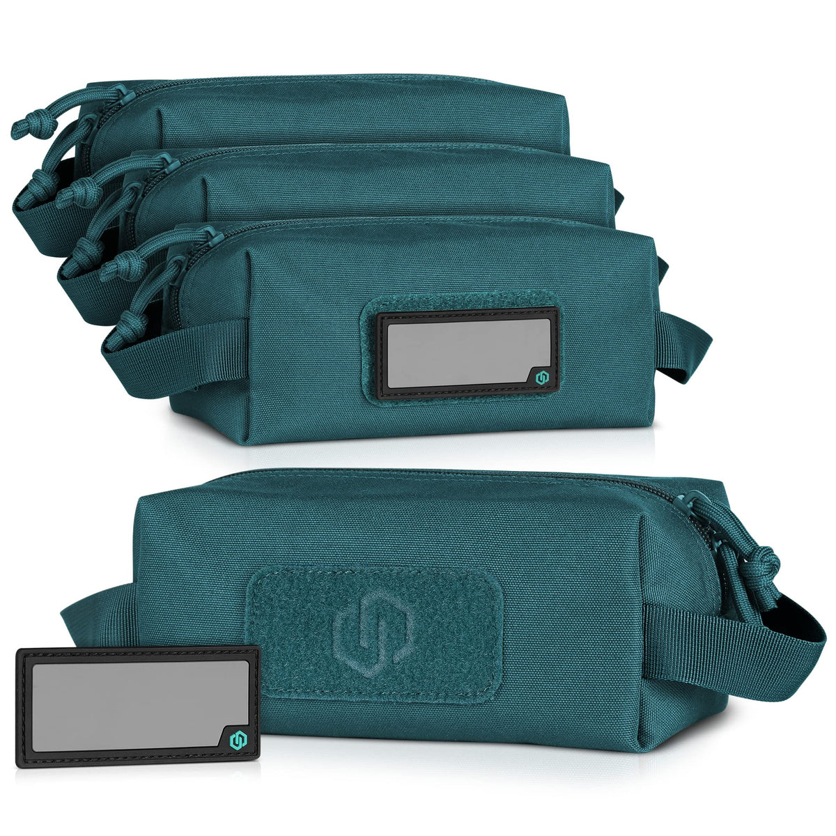 Savior Equipment Loose Sacs 4-Pack Tactical Ammo Pouch Firearm Ammunition Carrier Bag, ID Patches Included, Teal