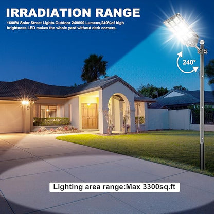 8000W Solar Street Light Outdoor Waterproof IP67 240000 Lumens, Solar Parking Lot Lights Dusk to Dawn Metion Sensor Solar Power Street Light Outside 4-Pack