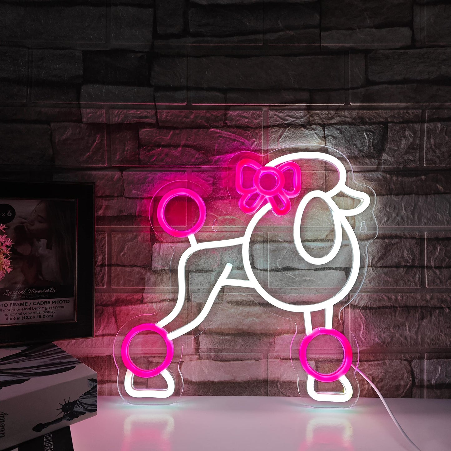 Poodle Neon Sign - Cute Animal Decor for Bedroom, Kids Room, Art Wall - Pink Neon Light Gift for Dog Lovers by JIARODEY