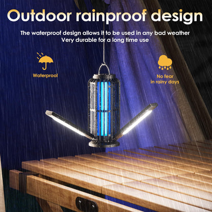 Bug Zapper 2 Pack, Solar Bug Zapper with 3 Solar Charging Panels, IP65 Waterproof Mosquito Zapper, 4200V Mosquito Zapper with LED Light, Outdoor Indoor AUTO ON/Off