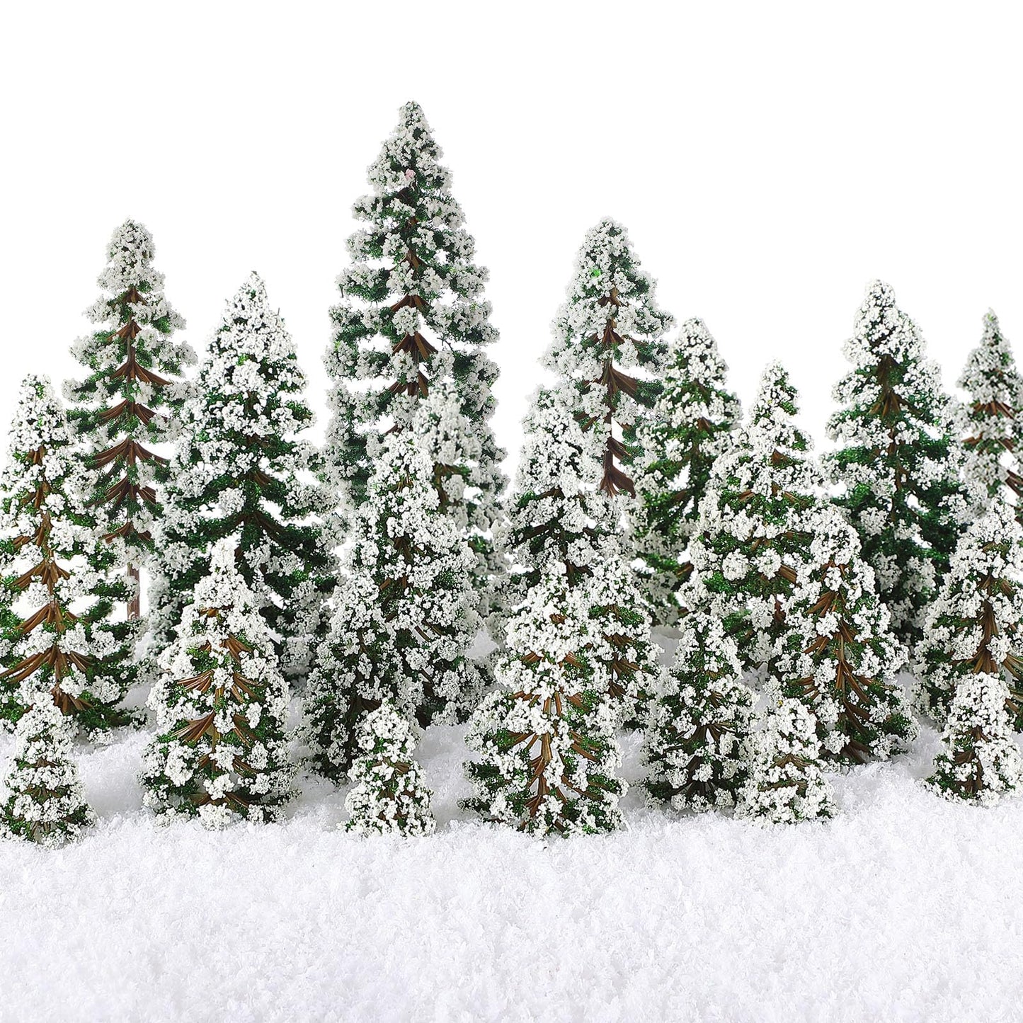 Skylety 35 Pieces Model Trees 6.3-1.2 Inch Mixed Miniature Trees Diorama Supplies Fake Plants Train Scenery Landscape Christmas Village Architecture DIY Crafts(Dark Green,Snowy Cedar)