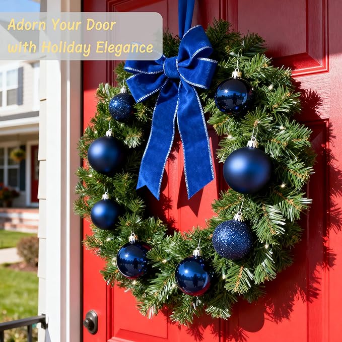Navy Blue Christmas Ornaments Set for Xmas Tree, 50ct Shatterproof Christmas Balls Ornaments, Christmas Tree Decorations Hanging Ball for Holiday Party Decor(1.57"-2.36")