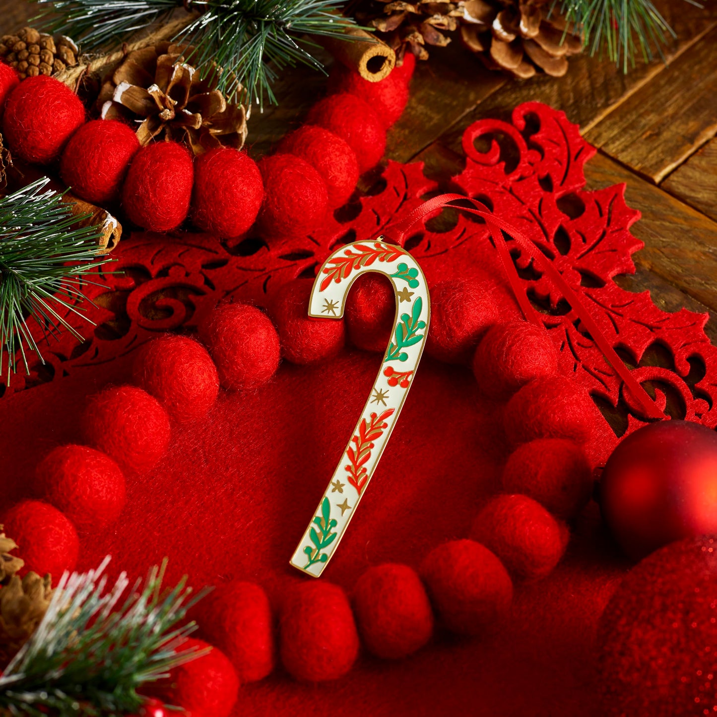 Wallace 2026 Gold-Plated Enamel Candy Cane Ornament 46th Edition - 24k Gold Finish, Holiday Collectible Keepsake with Gift Box, 4.5 Inches