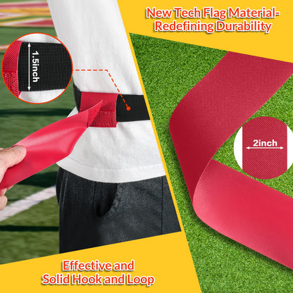 MIUONO Flag Football Belts, Flags for Flag Football Set 14 Player, Flag Football for Kids Adults and Youth Training Equipment (Red and Blue)