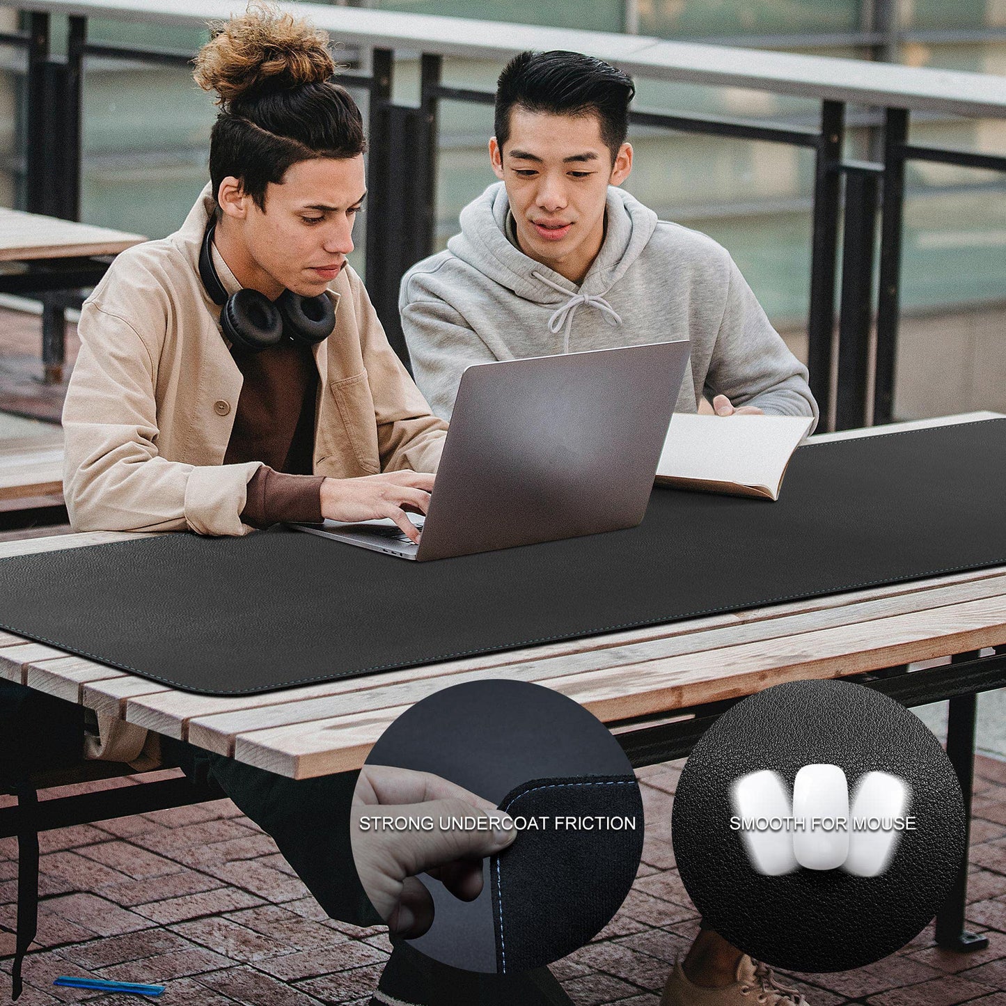 CENNBIE MAX200 78.7" x 39.4" Leather Desk Mat Protector, Extra Large Leather Desk Pad for Full Desk - XXXXXL Super Large Mouse Pad (Black)