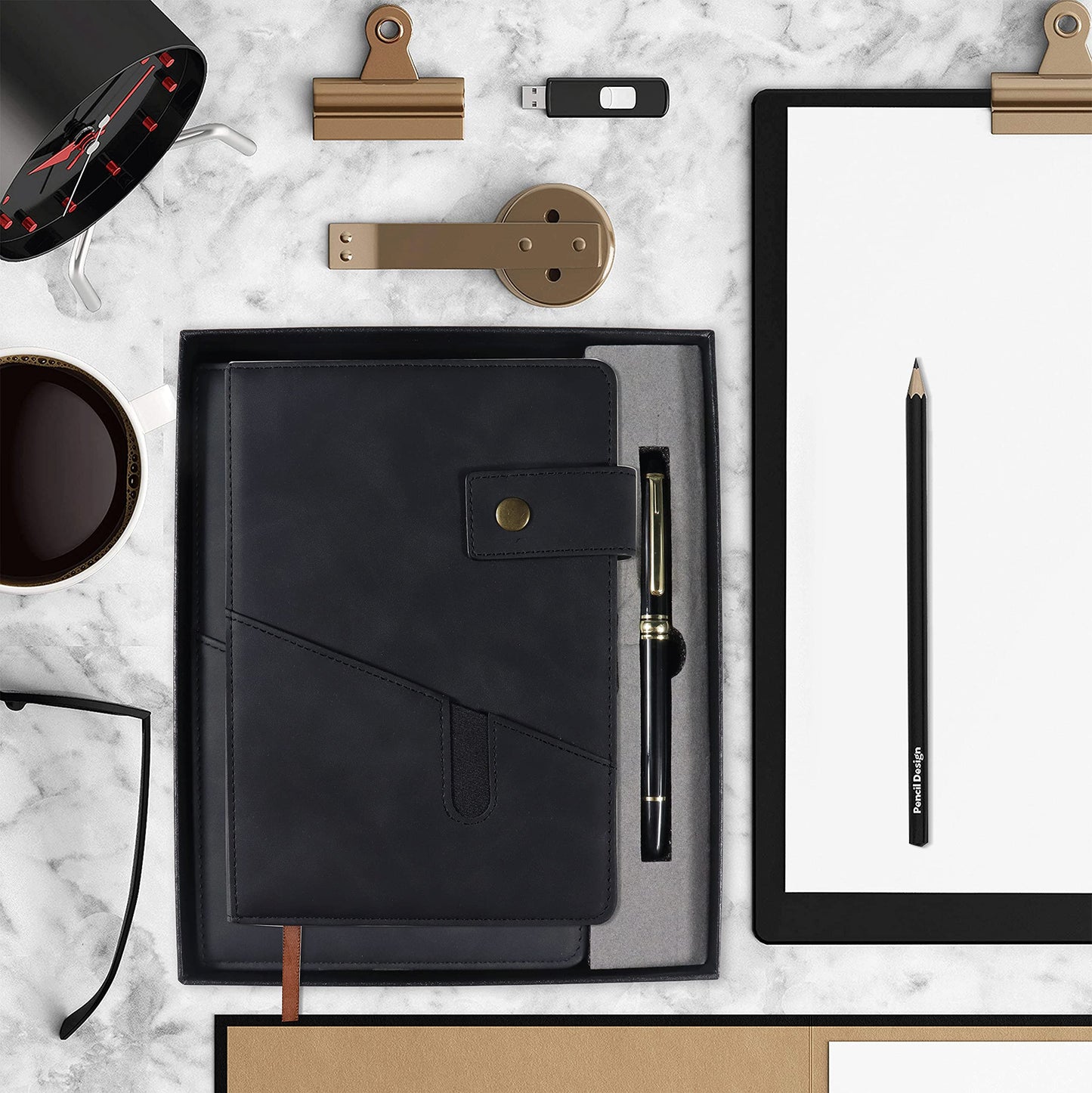 vfaejll A5 Lined Leather Journal Notebook,Hardcover Journal Set with Pen and Gift Box,100Pages 100gsm Thick Ruled Paper Daily Diary for Men Women School,Travel,Business,Work,Writing 5.9" X 8.4"