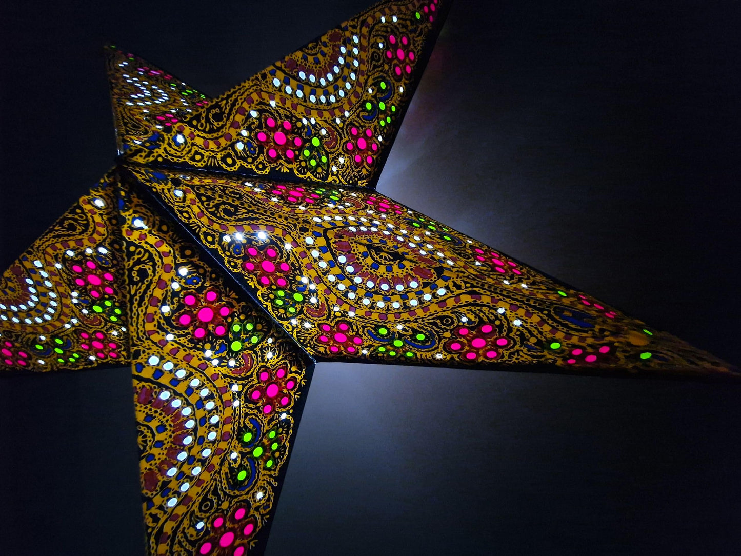 YEPSIO Lantern Lampshade Paper Star Light Shades Large 60cm Hanging Decorations for Christmas Wedding Home Decoration Birthday Party Foldable 5 Pointed Star (Purple, Creme)