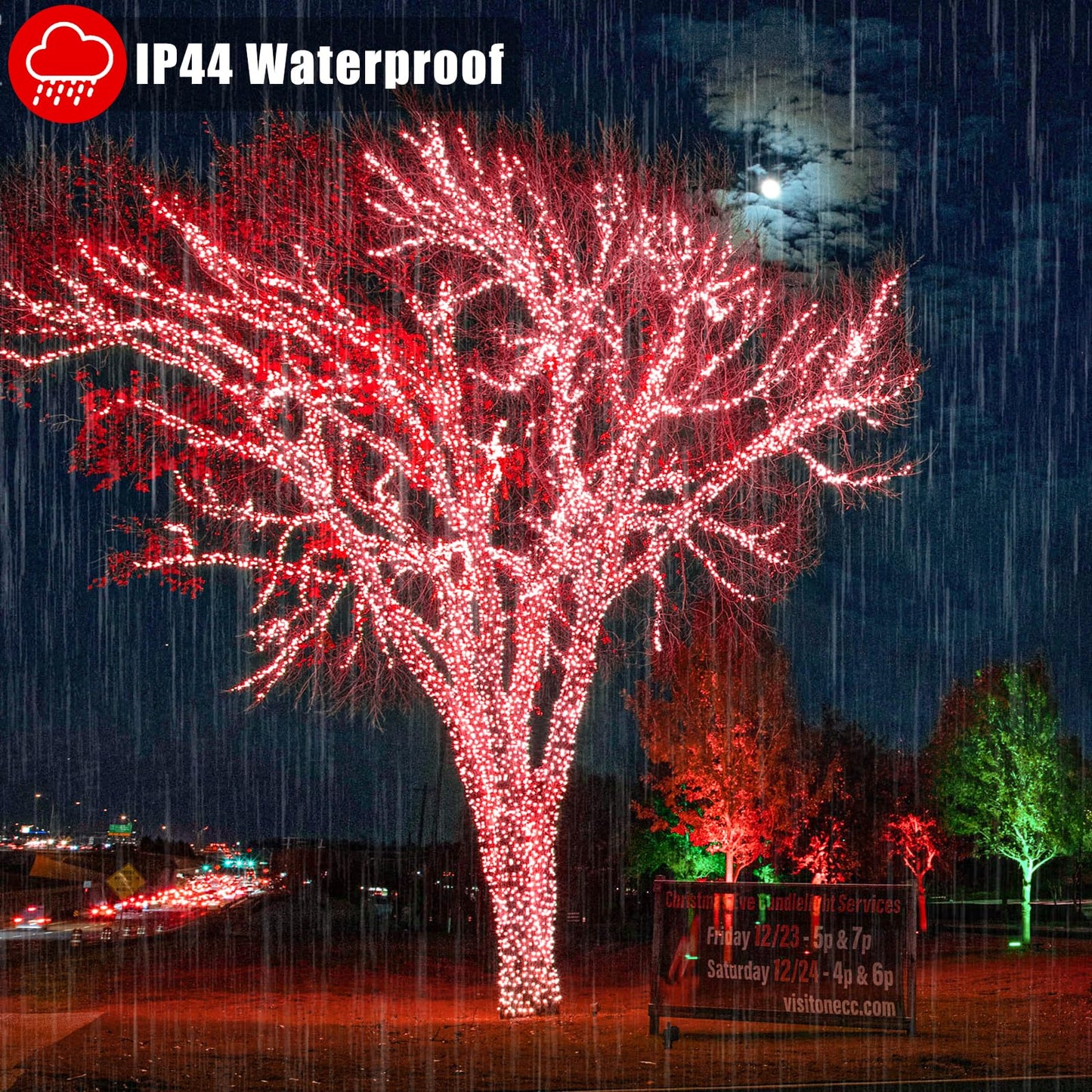 Vivideal 300 LED Red Christmas Lights 100ft String Lights Indoor 8 Modes Clear Wire Connectable Waterproof Plug in Red String Lights for Bedroom Indoor Outdoor Halloween Christmas Decorations