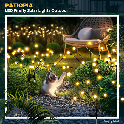 PATIOPIA Solar Garden Lights, 80 LED Firefly Garden Lights Solar Outdoor, Solar Lights for Outside Sway by Wind,Outdoor Solar Lights Waterproof for Yard Patio Pathway Decoration (8 Pack)