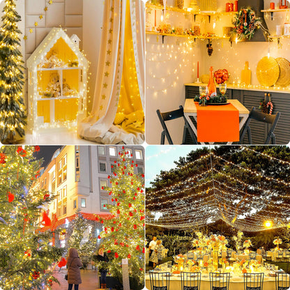 MYGOTO 165 FT 500 LED Christmas Lights Outdoor Indoor, Plug in Warm White String Lights for Outside Waterproof, Connectable Clear Wire Twinkle Light for Christmas Tree Bedroom Classroom Party Decor