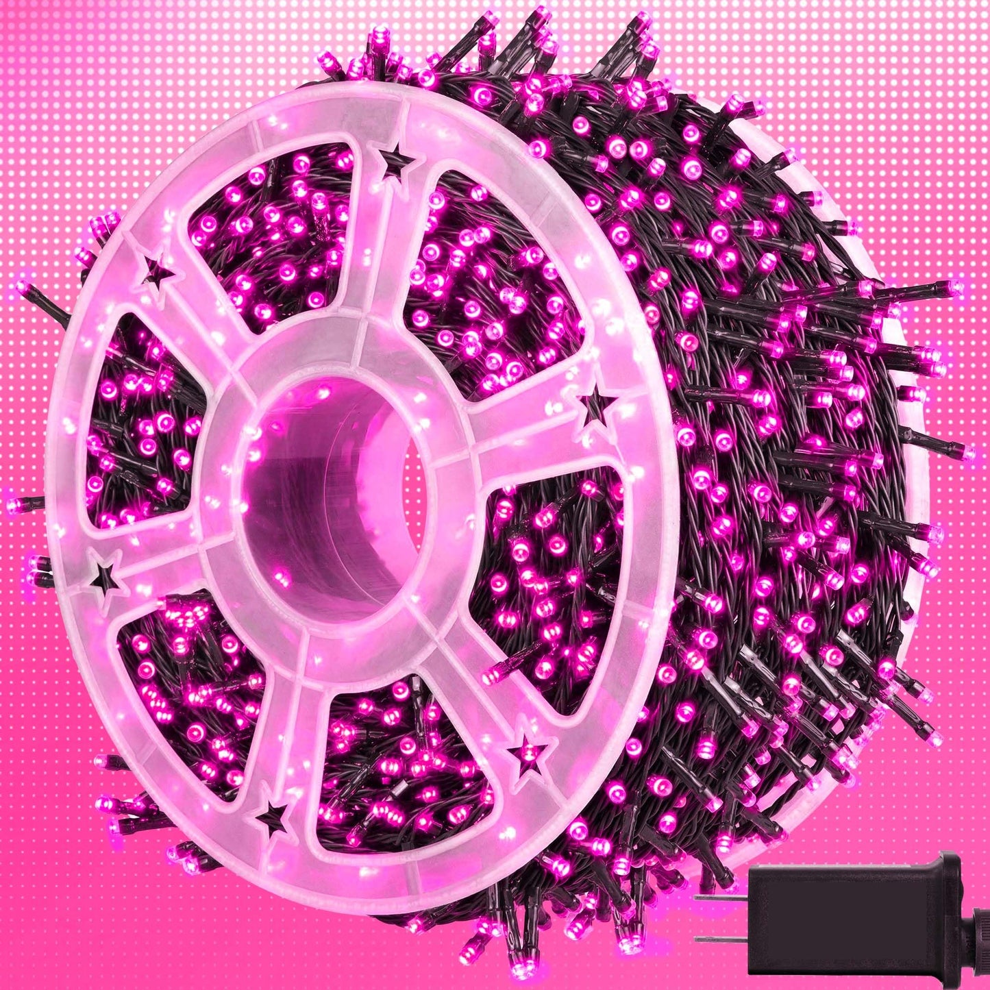 kemooie 500 LED Pink Valentines Day Lights,164 FT String Lights Outdoor Plug in Waterproof with 8 Twinkle Modes for Indoor Outdoor Bedroom, Yard, Wedding, Valentines Day Decoration