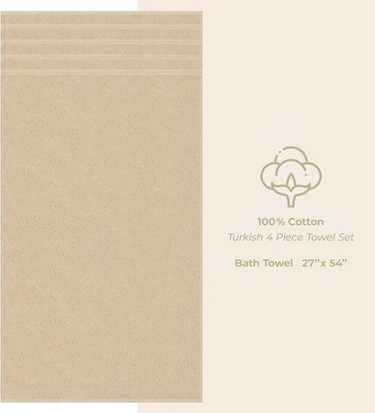 American Soft Linen Luxury 4 Piece Bath Towel Set, 600 GSM 100% Cotton Turkish