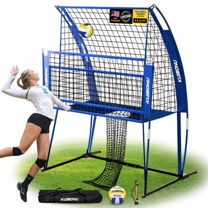 KuiBonu Volleyball Training Net System, Volleyball Training Equipment with Freely Height-Adjustable for Backyard, Volleyball Practice Net for Serving Setting Spiking, Includes Ball Kit and Carry Bag