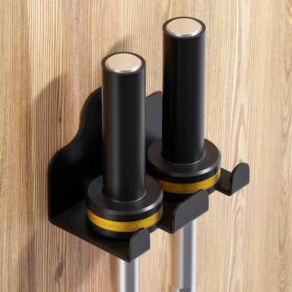 JNIHEEP Barbell Holder,Garage Gym Bar Wall Rack with 2 Bar Holders for Hanging Olympic Barbells, Curl Bars, Chains,Resistance Band,and ect,Holds Under 33mm Bar Size(Black)