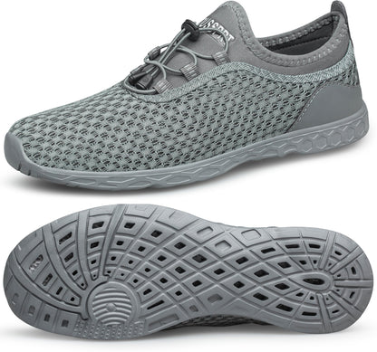 DOUSSPRT Men's Water Shoes Quick Drying Sports Aqua Shoes AllDarkgrey Size 8.5