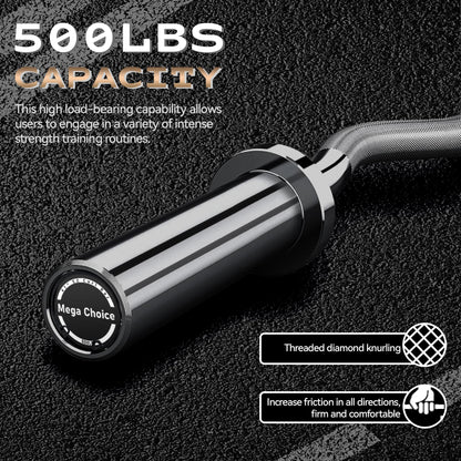 47" Olympic EZ Curl Bar - 500lb Capacity Heavy Duty Chrome Curling Bar for Biceps Triceps Workout, With 2 Spring Collars, Fits 2" Standard Weight Plates for Home & Gym Strength Training