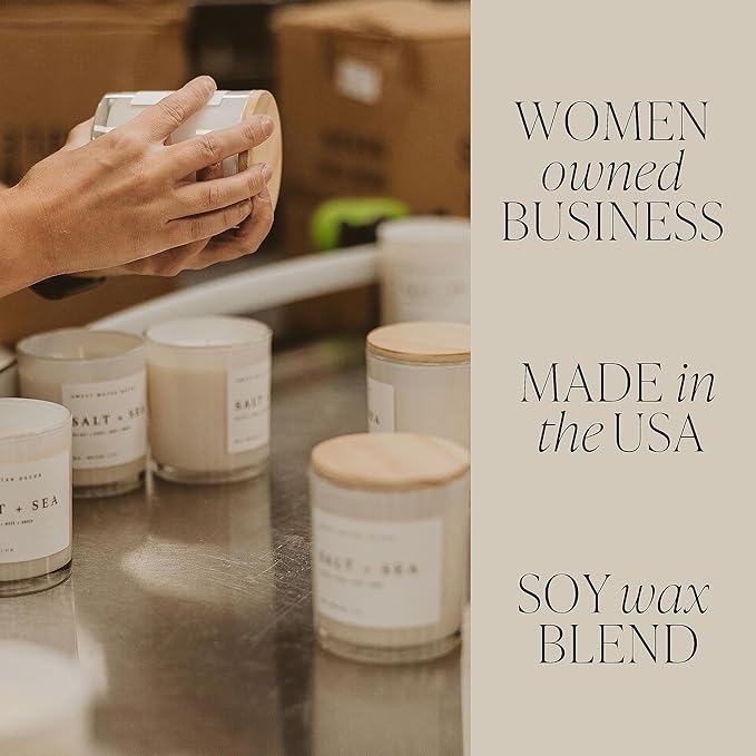 Sweet Water Decor Candles | Spa Scented Soy Wax Candle for Home | 11oz Jar Candle with Wood Lid, 50+ Hour Burn Time, Made in The USA (Stress Relief, White - 11 oz)