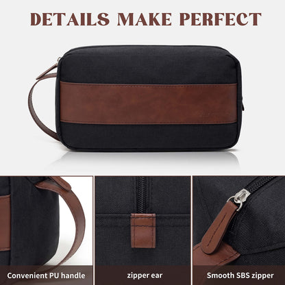 Vorspack Toiletry Bag for Men - Large Dopp Kit for Travel Water Resistant Travel Bag for Toiletries Accessories Lightweight Toiletries Bag - Black