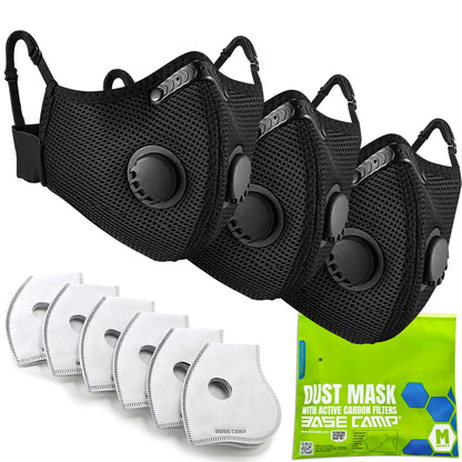 BASE CAMP M Plus Dust Face Mask with Extra 6 Activated Carbon Filters for Woodworking Construction Mowing Cycling (3)
