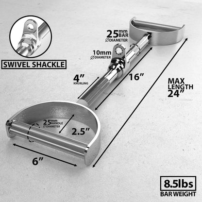 Synergee Pro-Style Lat Bar Cable Attachment. Universal Attachment for Cable Machines. Pull Down/Press Down Bar Accessory. Available Sizes 24”, 34” and 38”