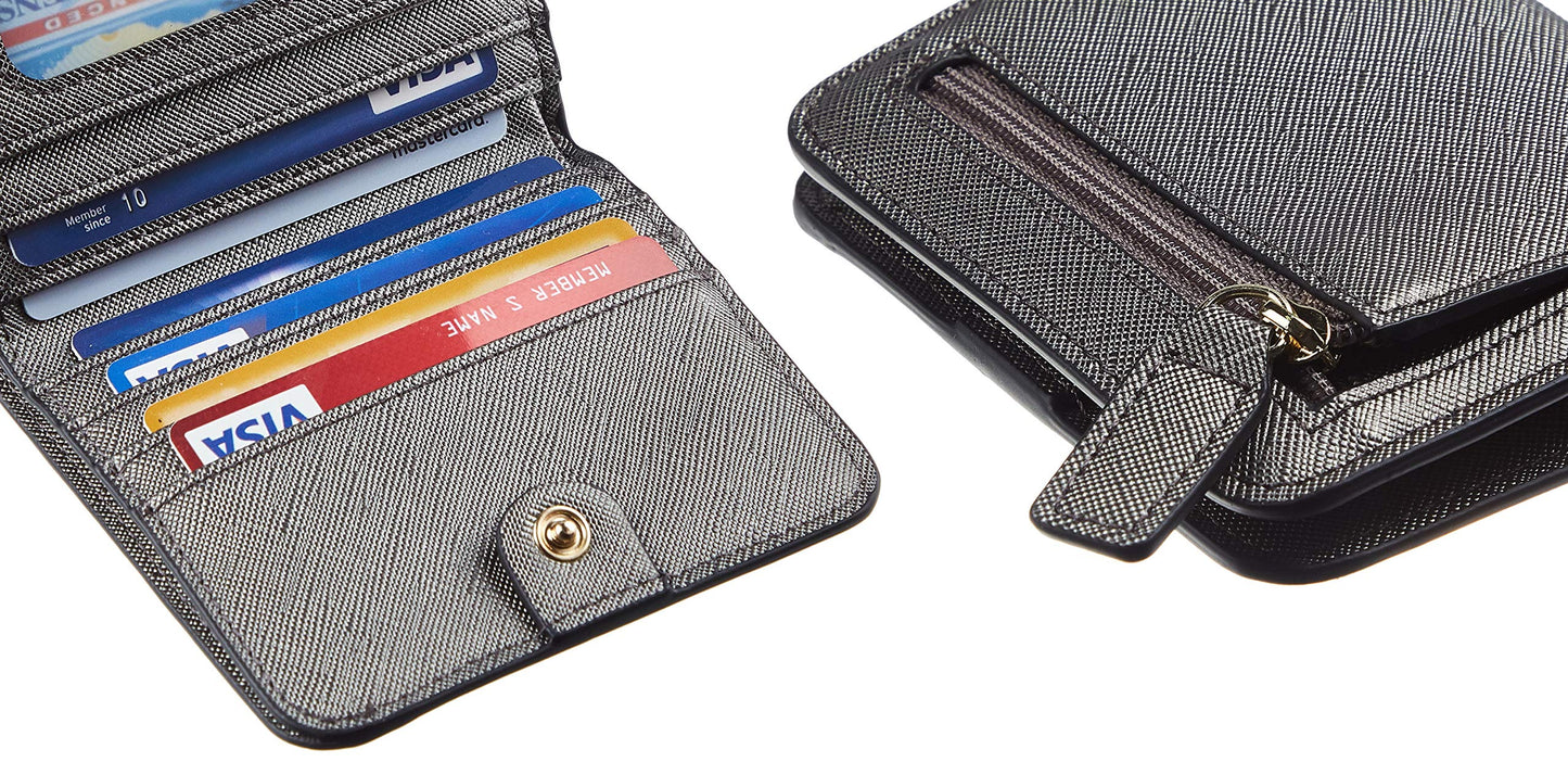 Toughergun Women’s Small Slim Leather Wallet with RFID Protection, Compact Bifold Mini Purse with Clear ID Window