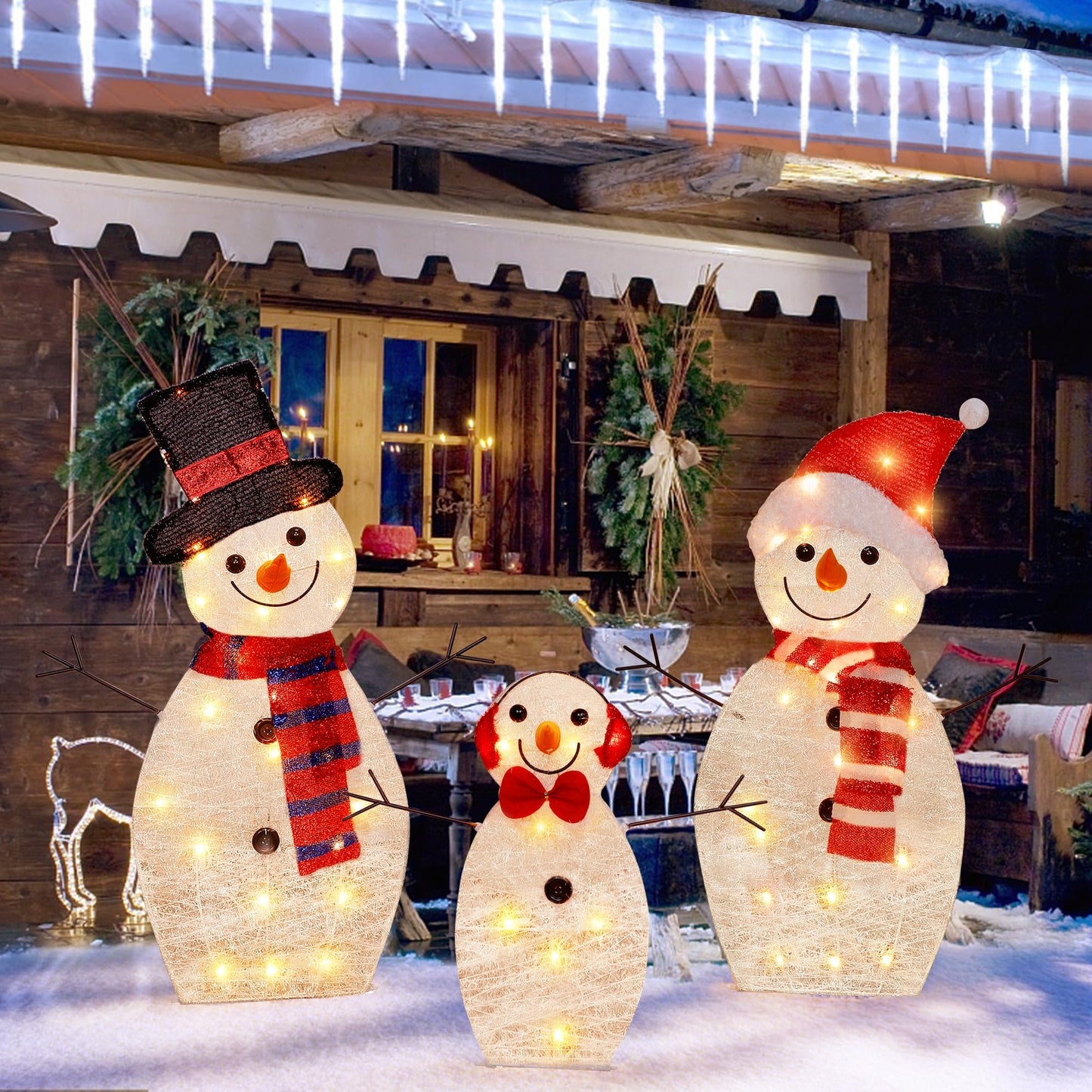 ATDAWN Light Up Snowman, hristmas Yard Decoration, 60 LEDs Lighted Snowman Christmas Decoration, Indoor Outdoor Lighted Snowman for Christmas Holiday Lighted Yard Display