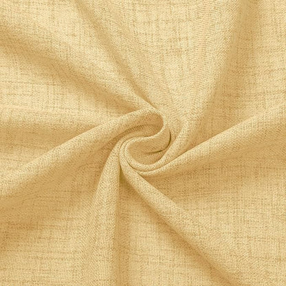 Tollpiz Short Linen Curtain Living Room Rod Pocket Semi Sheer Curtains Burlap Light Filtering Thick Linen Drape for Bedroom, 54 x 45 inches Long, Beige, Set of 2 Panels